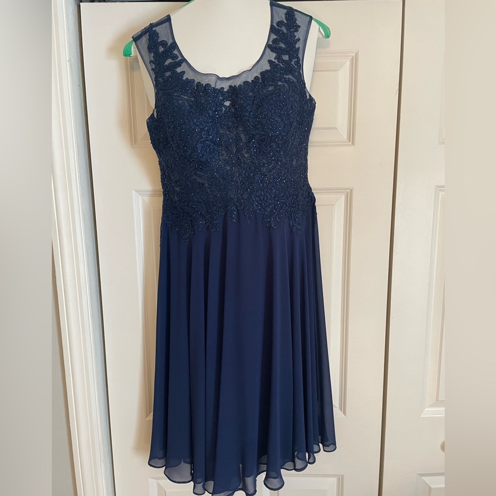 Elegant Navy Blue Lace Dress